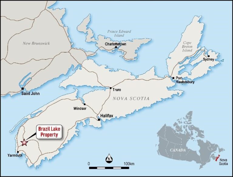Location of the Brazil Lake Lithium Project