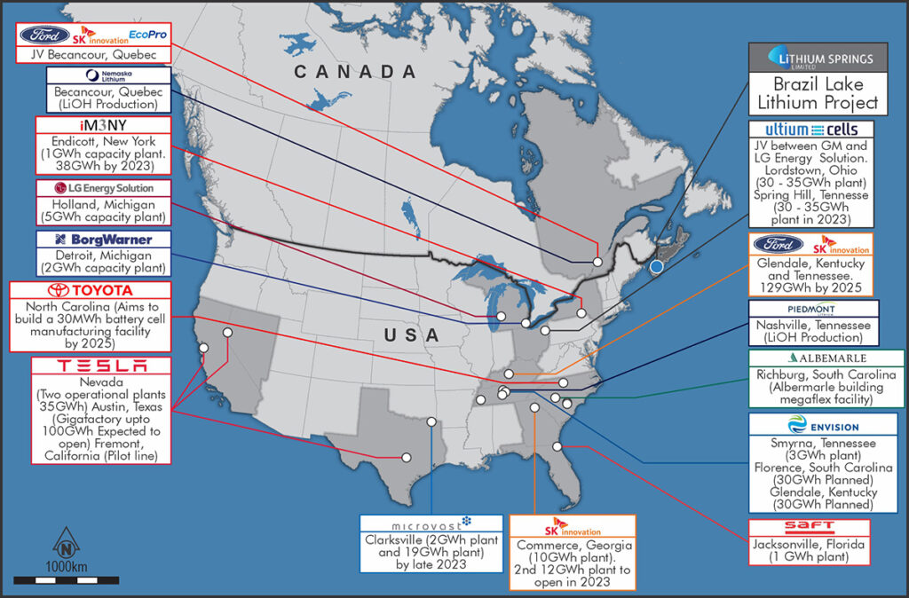 North American lithium-ion battery activity to 2030